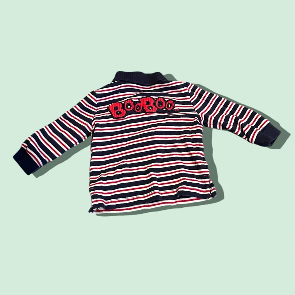 Vintage Baby Hanna-Barbera Boo Boo Bear Stripe Polo Shirt Size 3-6 Months